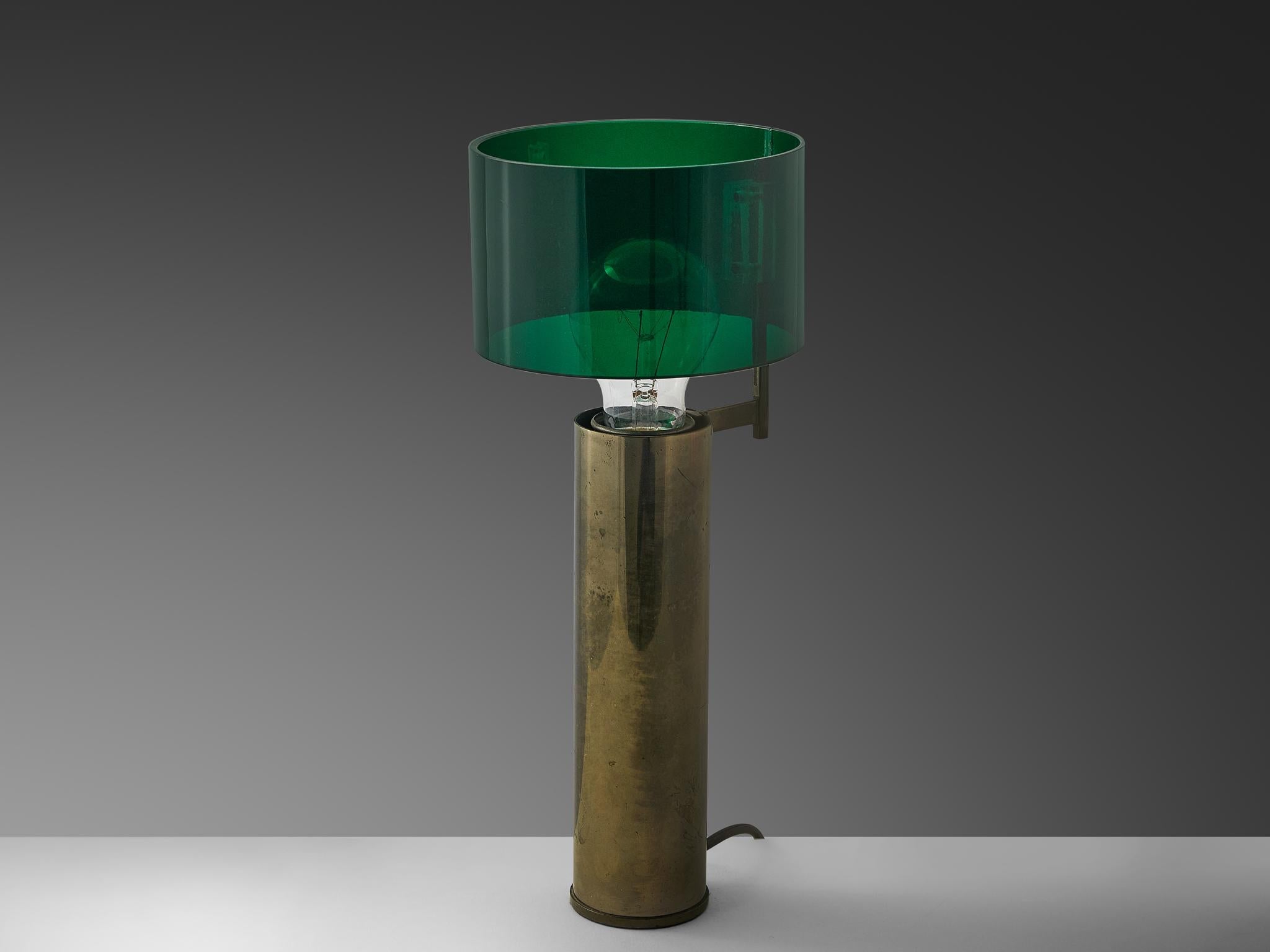 Tito Agnoli for O-Luce Table Lamp in Nickel-Plated Brass and Perspex