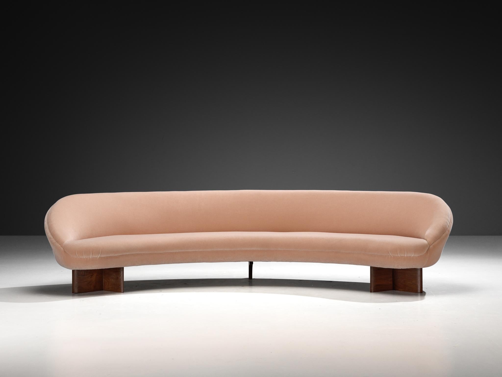 Vladimir Kagan for Kagan-Dreyfuss Inc '6999' Sofa in Mohair and Walnut