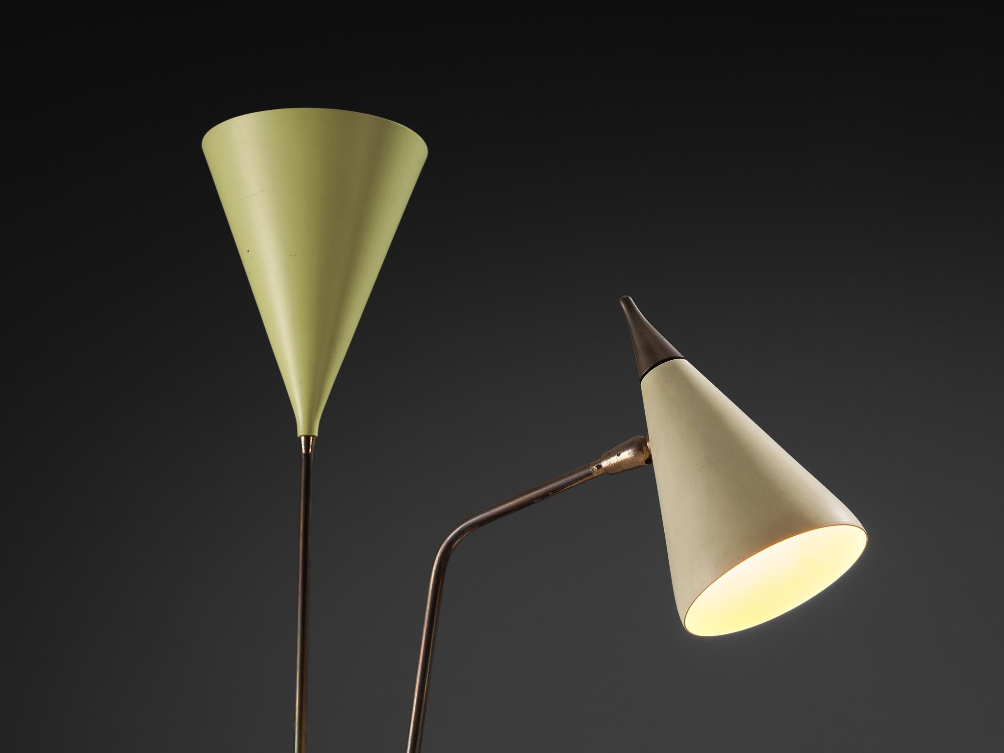 Giuseppe Ostuni for O-Luce '339/2’ Two-Armed Floor Lamp in Marble and Brass