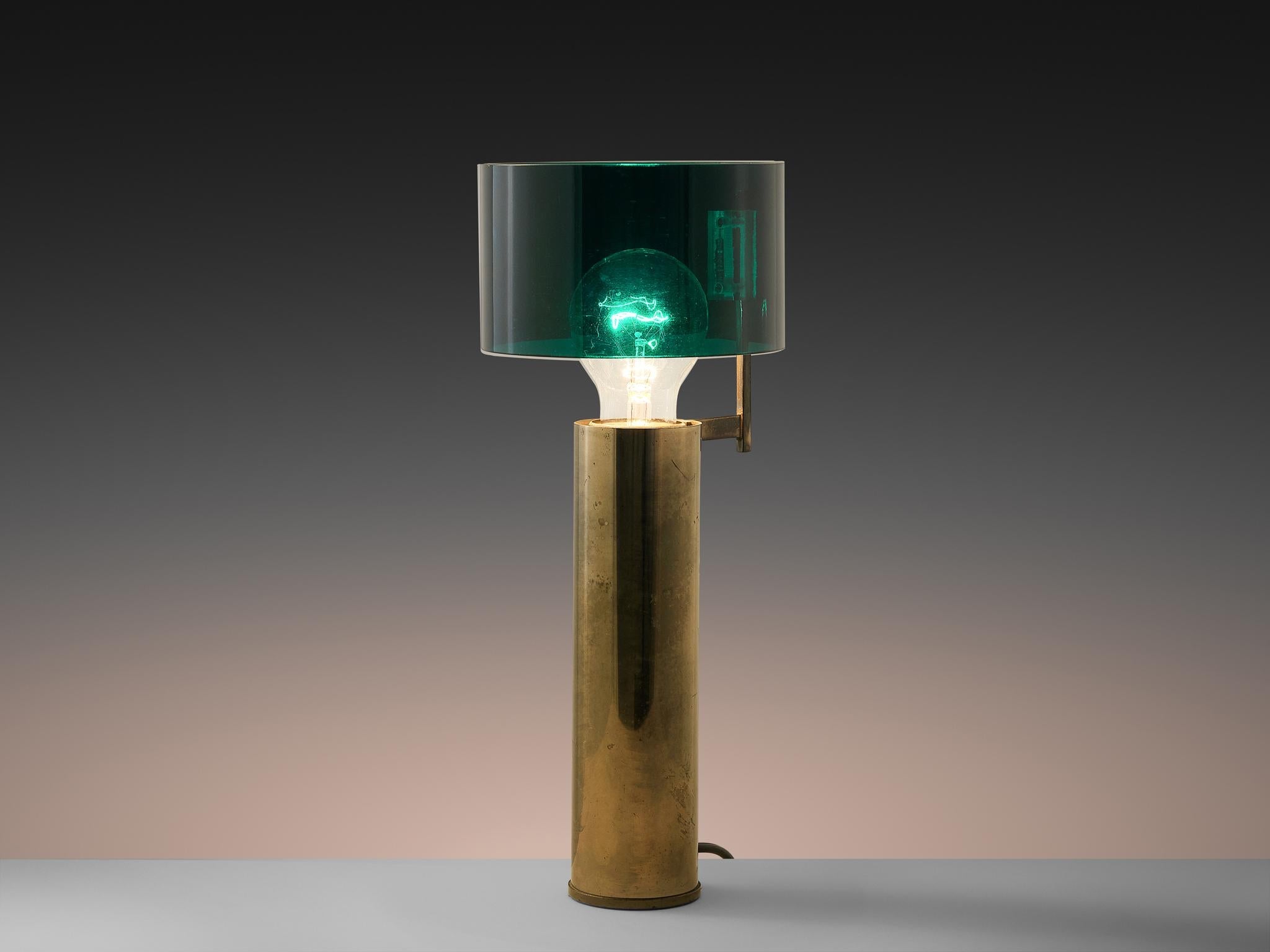 Tito Agnoli for O-Luce Table Lamp in Nickel-Plated Brass and Perspex