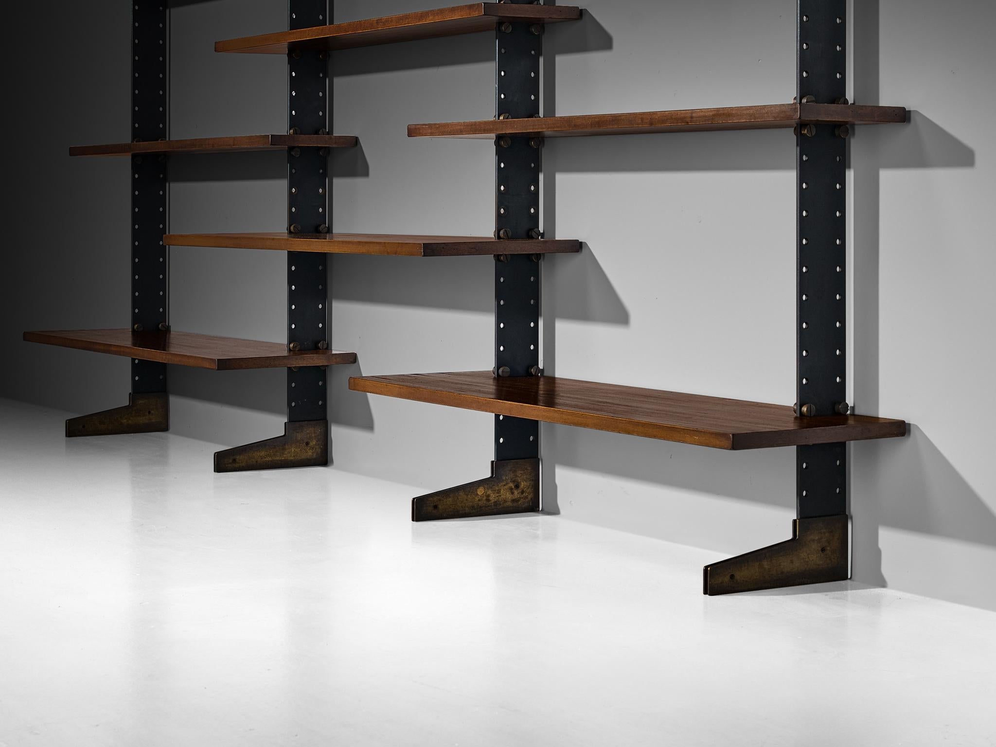 Ignazio Gardella for Azucena 'Lib 2' Bookcase in Iron, Brass and Mahogany