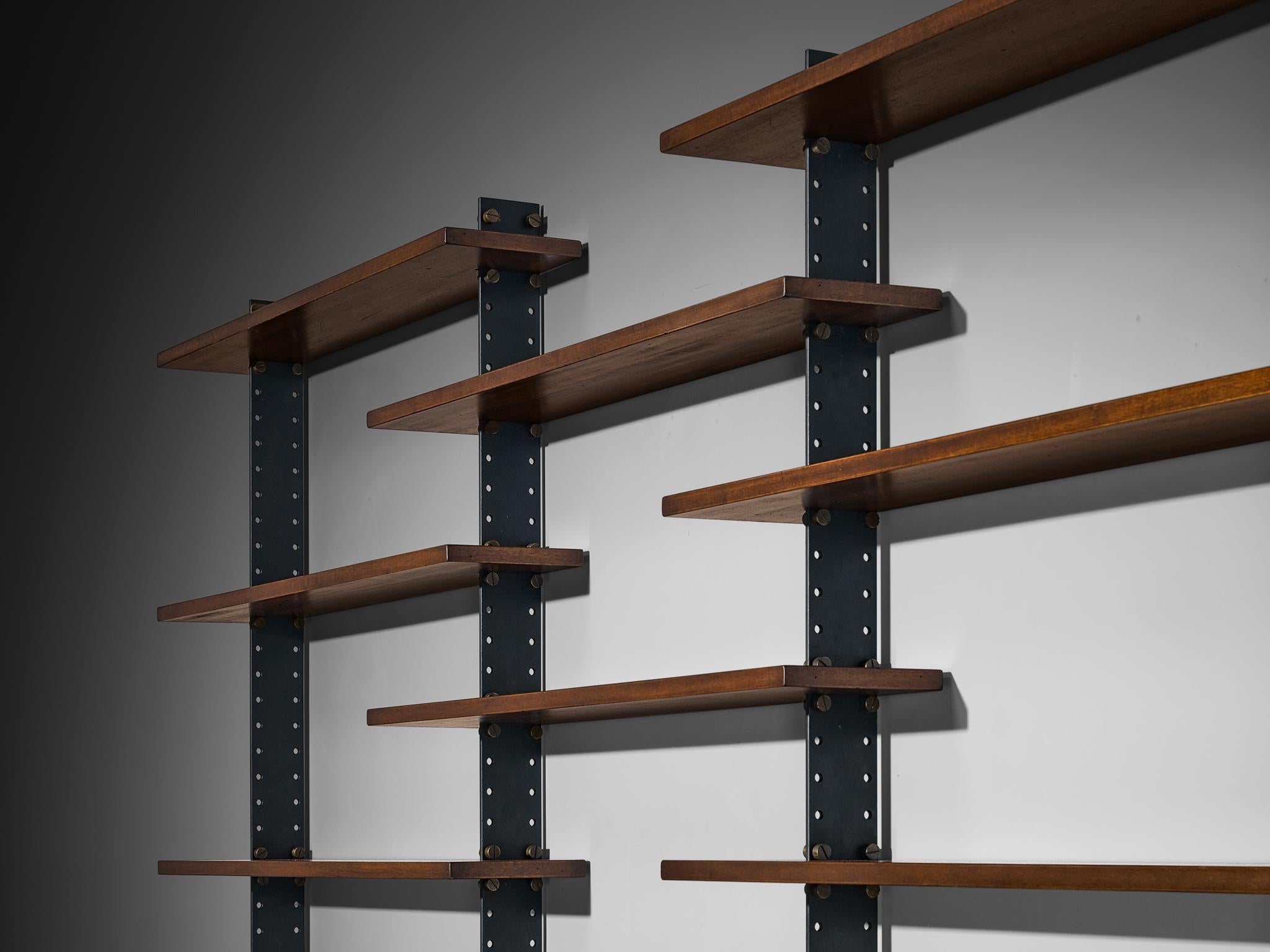 Ignazio Gardella for Azucena 'Lib 2' Bookcase in Iron, Brass and Mahogany