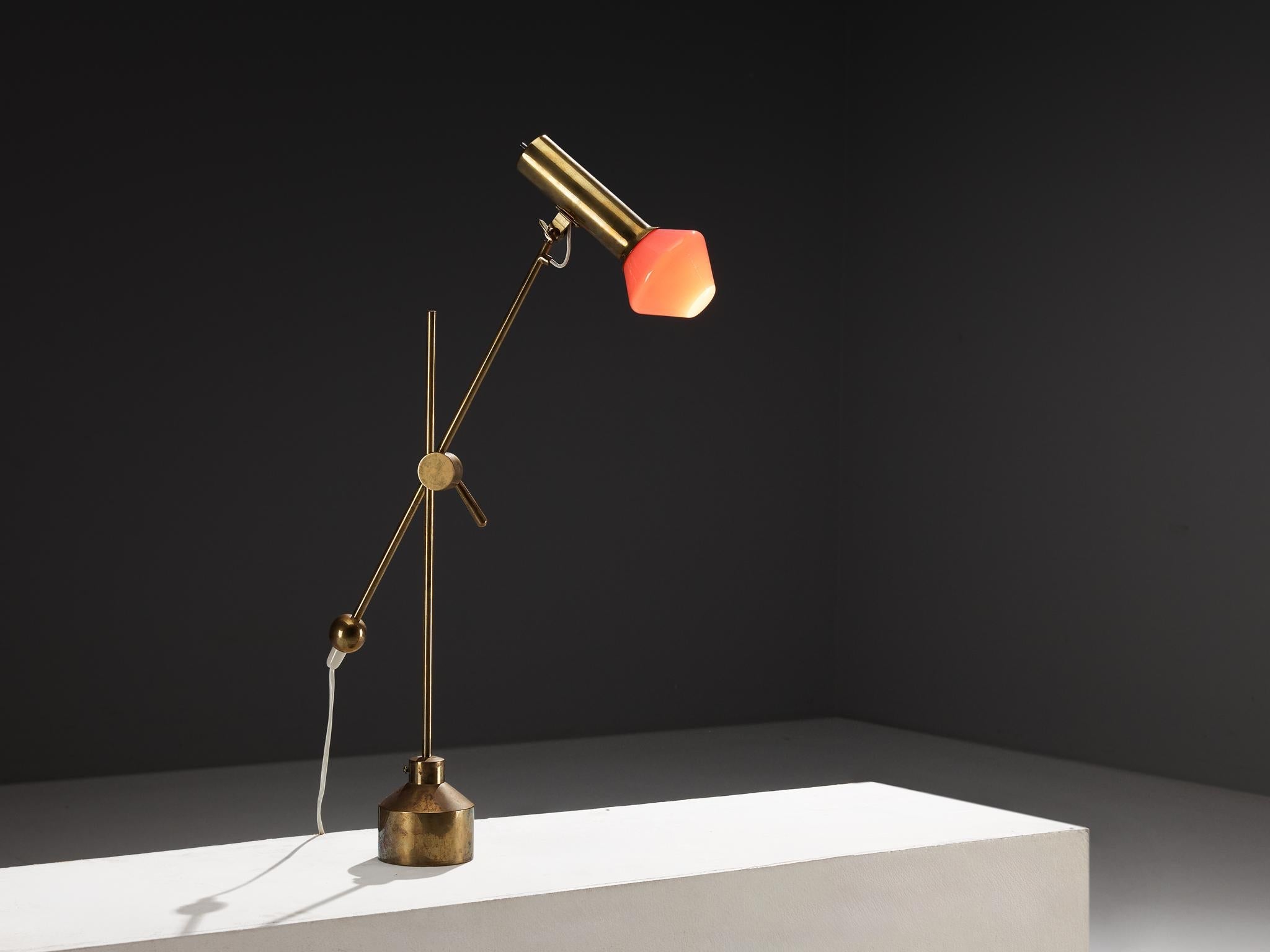 Tapio Wirkkala for Idman Rare Desk Lamp in Brass and Glass