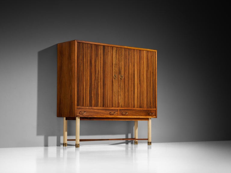 William Watting High Cabinet in Walnut with Elegant Tambour Doors