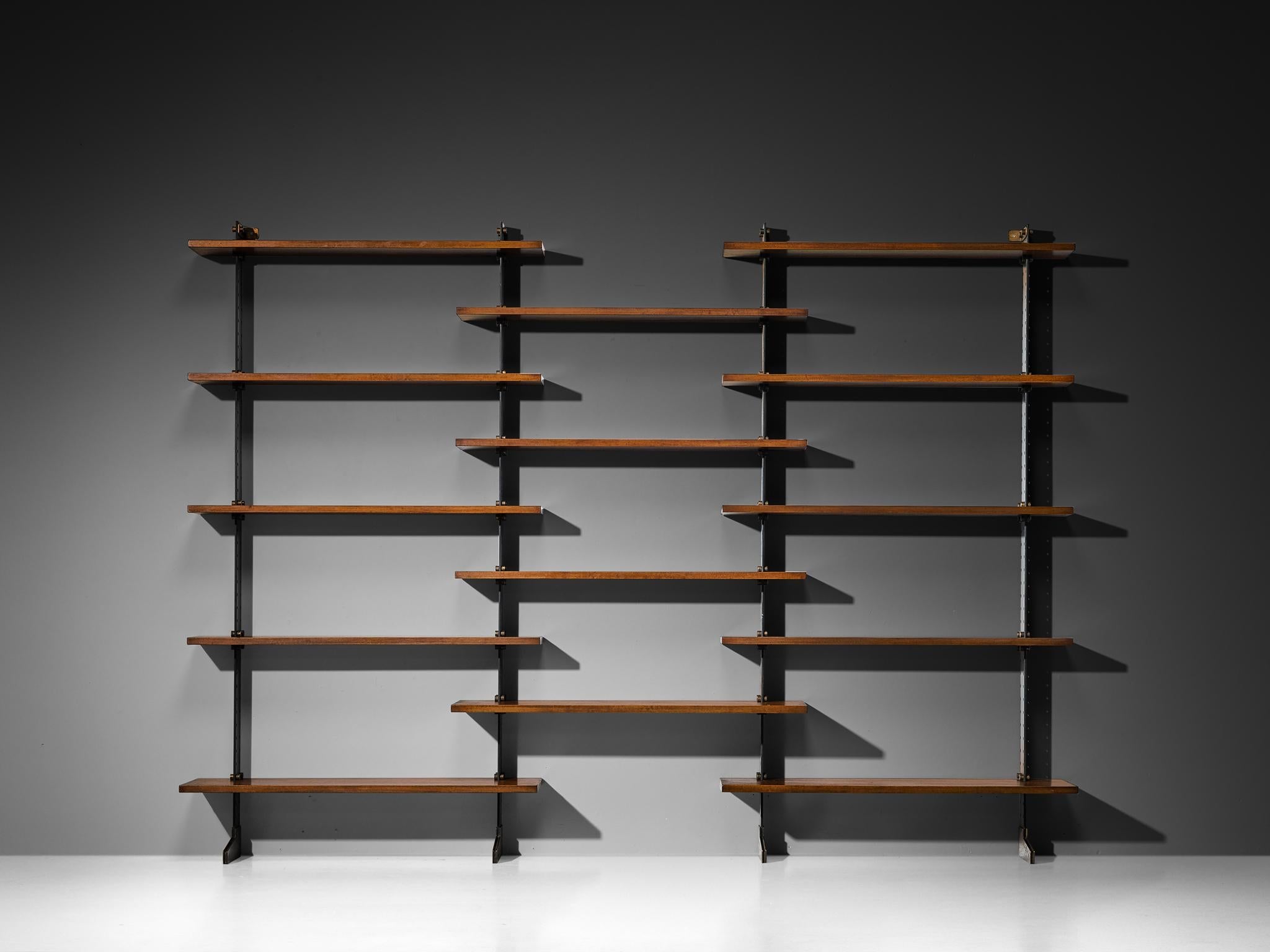 Ignazio Gardella for Azucena 'Lib 2' Bookcase in Iron, Brass and Mahogany