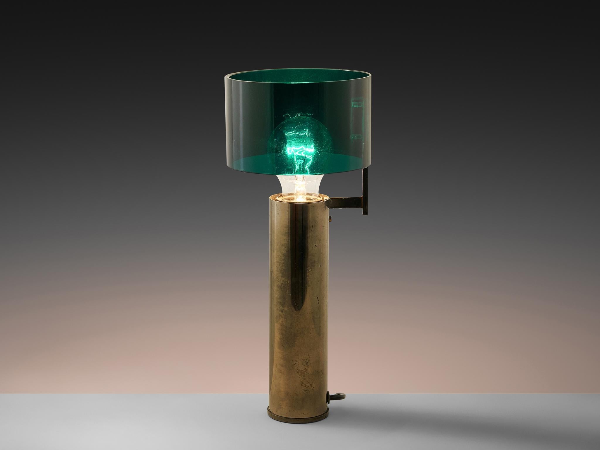 Tito Agnoli for O-Luce Table Lamp in Nickel-Plated Brass and Perspex