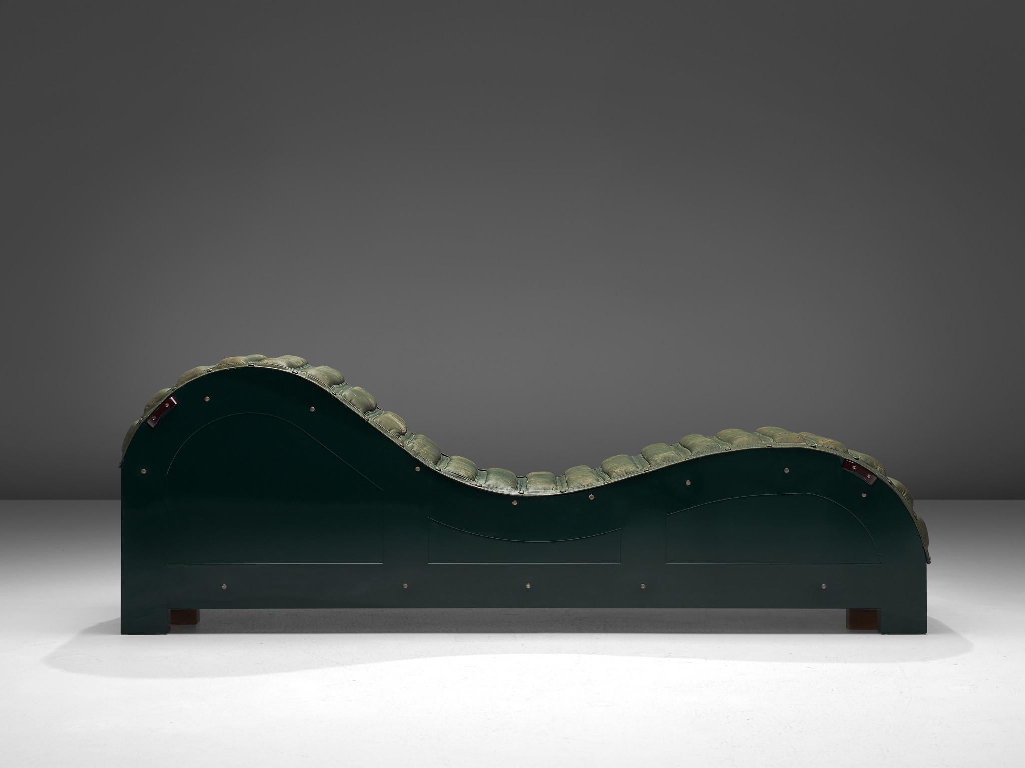 Mats Theselius for Källemo Limited Edition Chaise Lounge in Green Leather