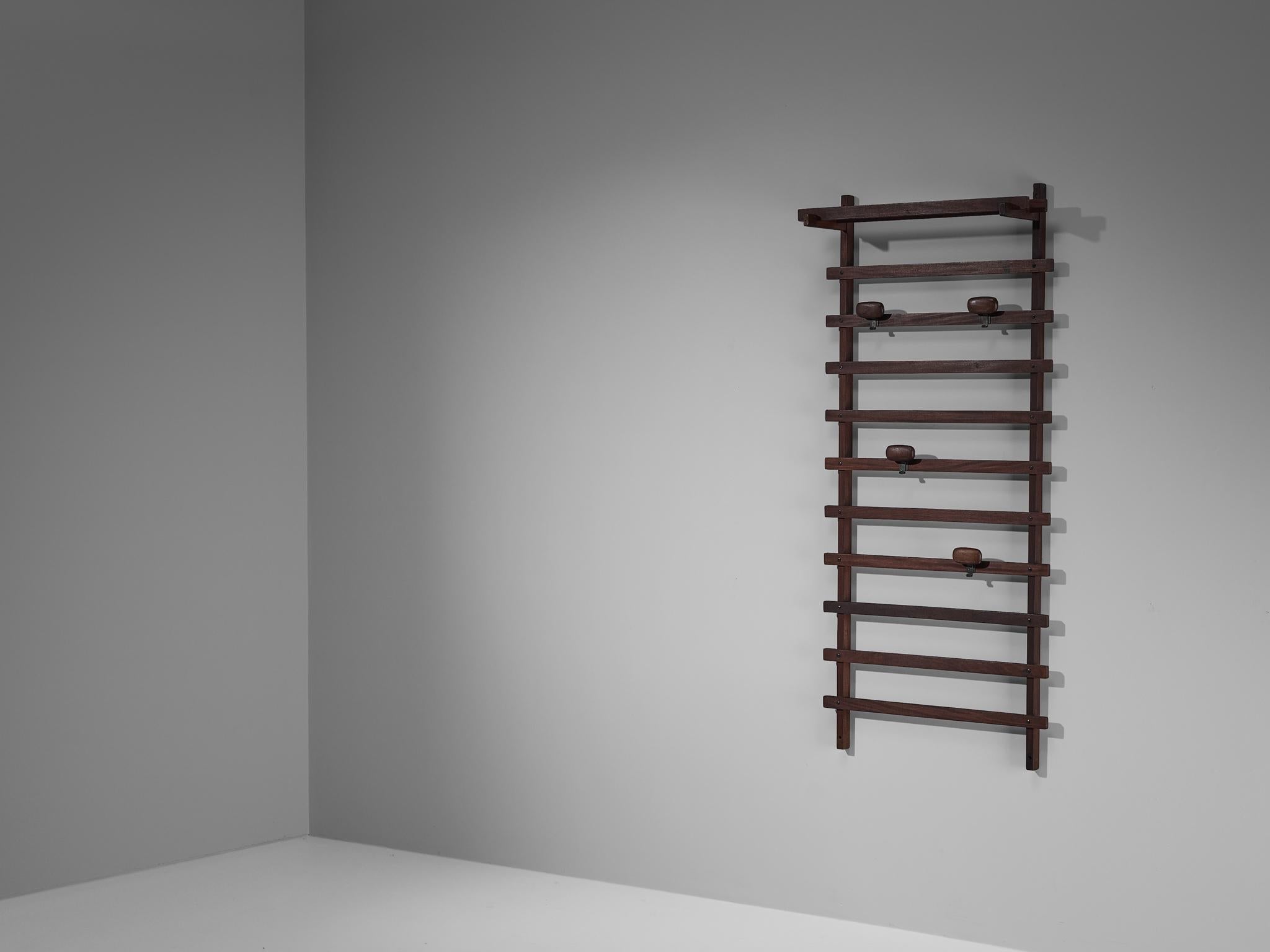 Ezhio Longhi for Elam Wall-Mounted Coat Rack in Teak