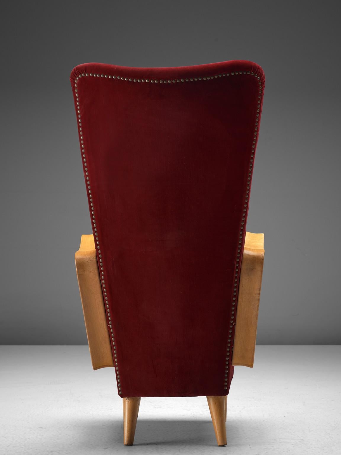 Red velvet discount high back chair