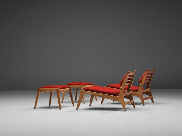 Red lounge chair with ottoman discount