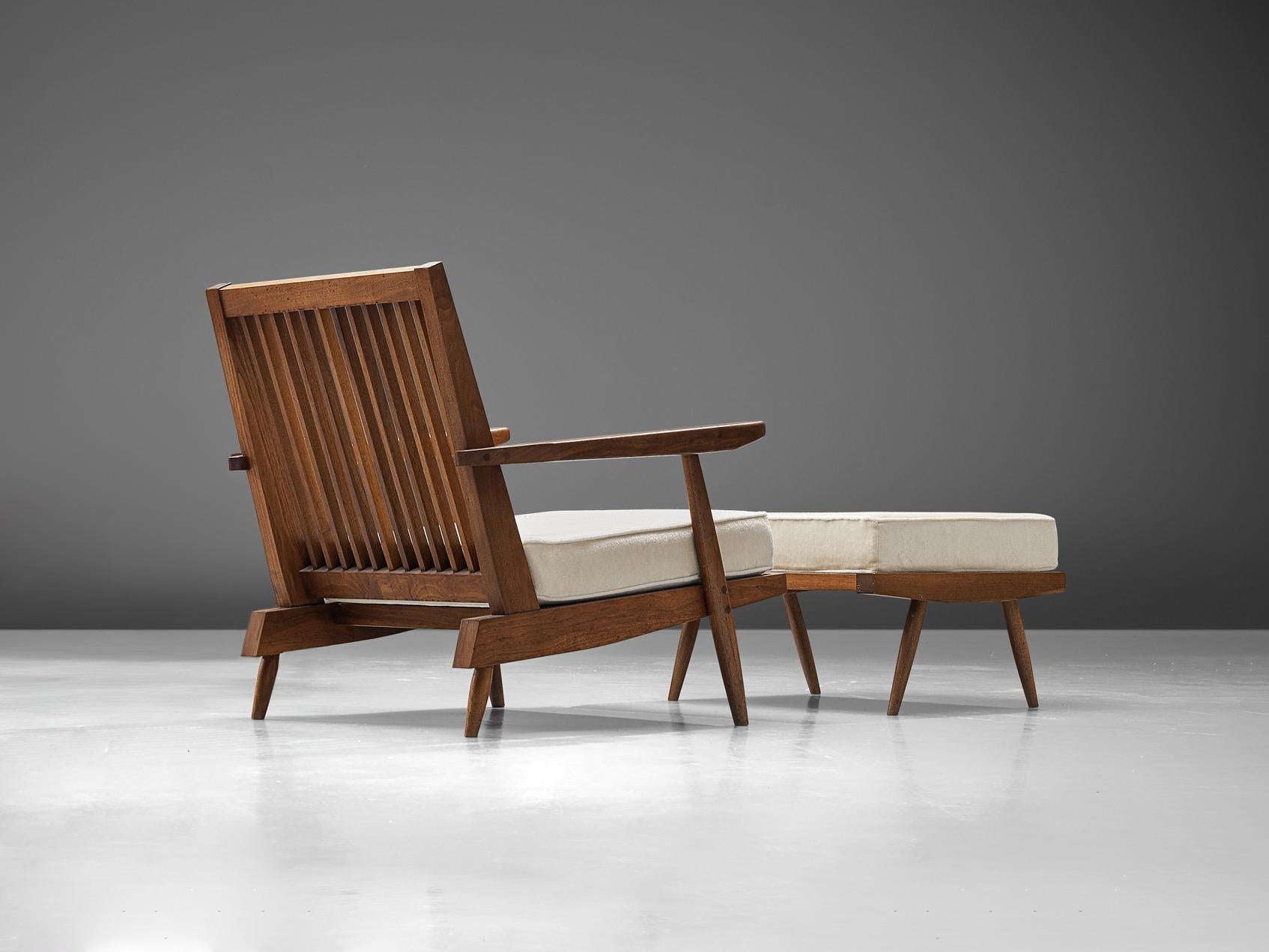 George Nakashima Spindleback Lounge Chair with Ottoman in Walnut