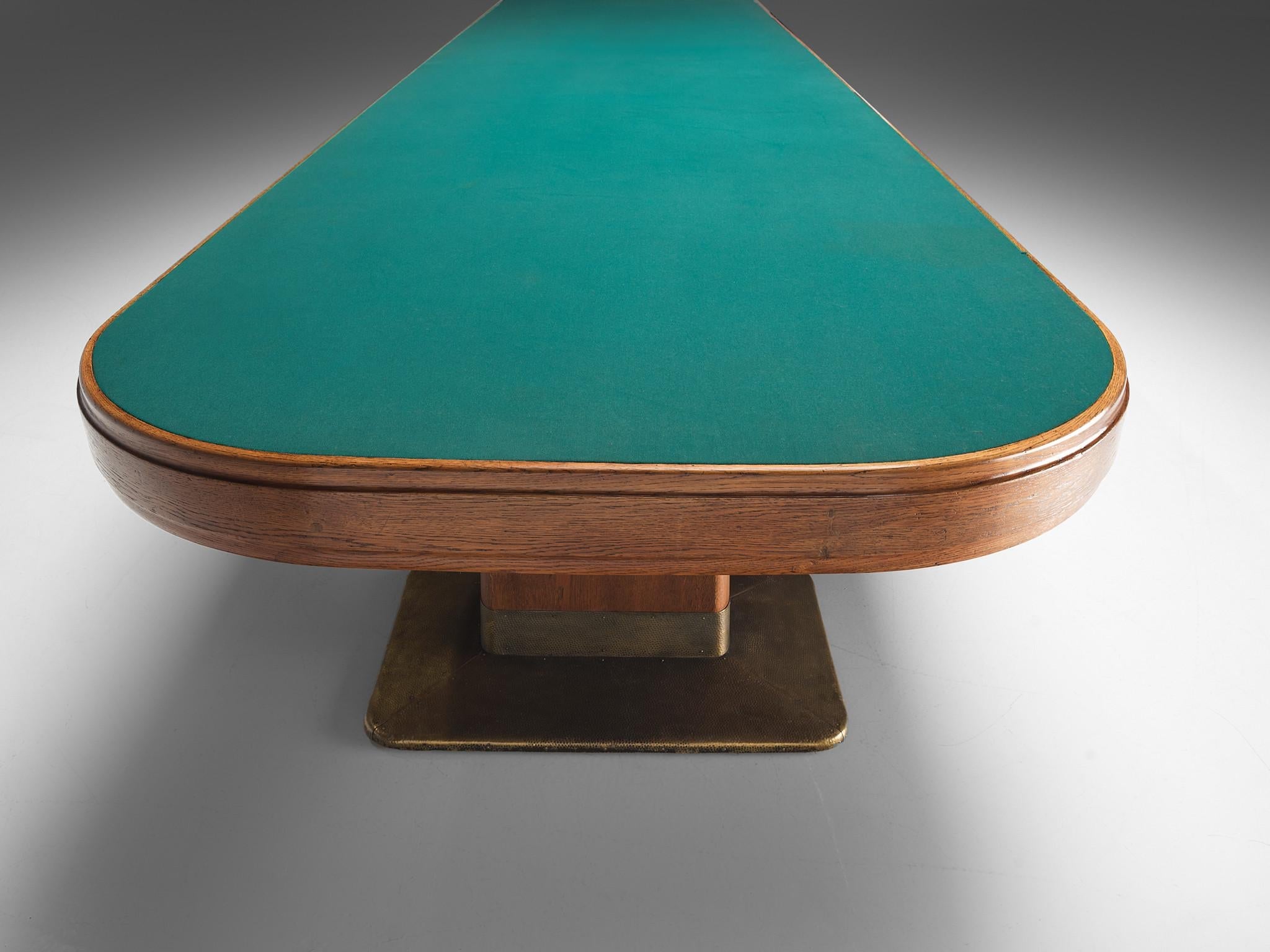 Large Conference Table in Oak and Green Felt 19ft