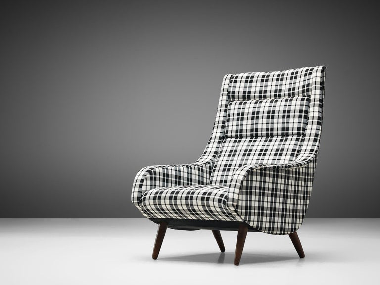 Black and white plaid store accent chair