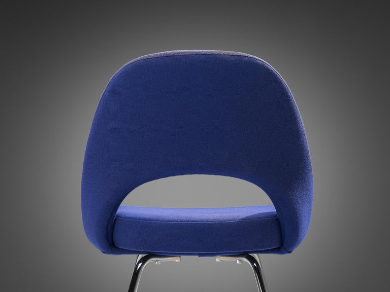Eero Saarinen for Knoll Set of Four Dining Chairs in Blue Upholstery