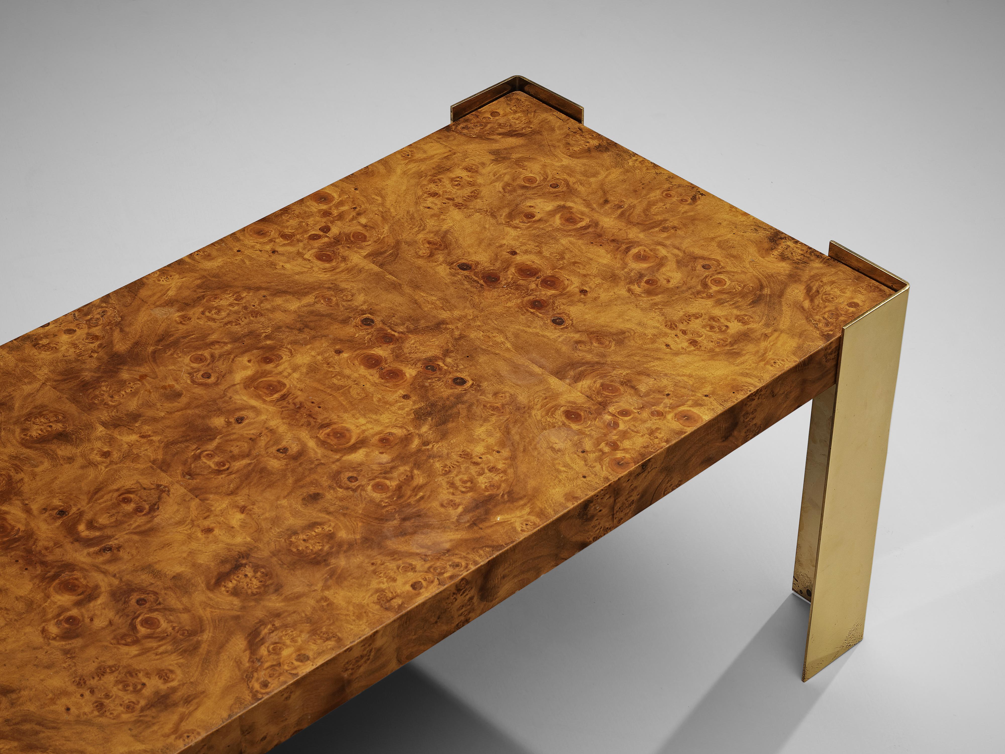 Walnut brass store coffee table