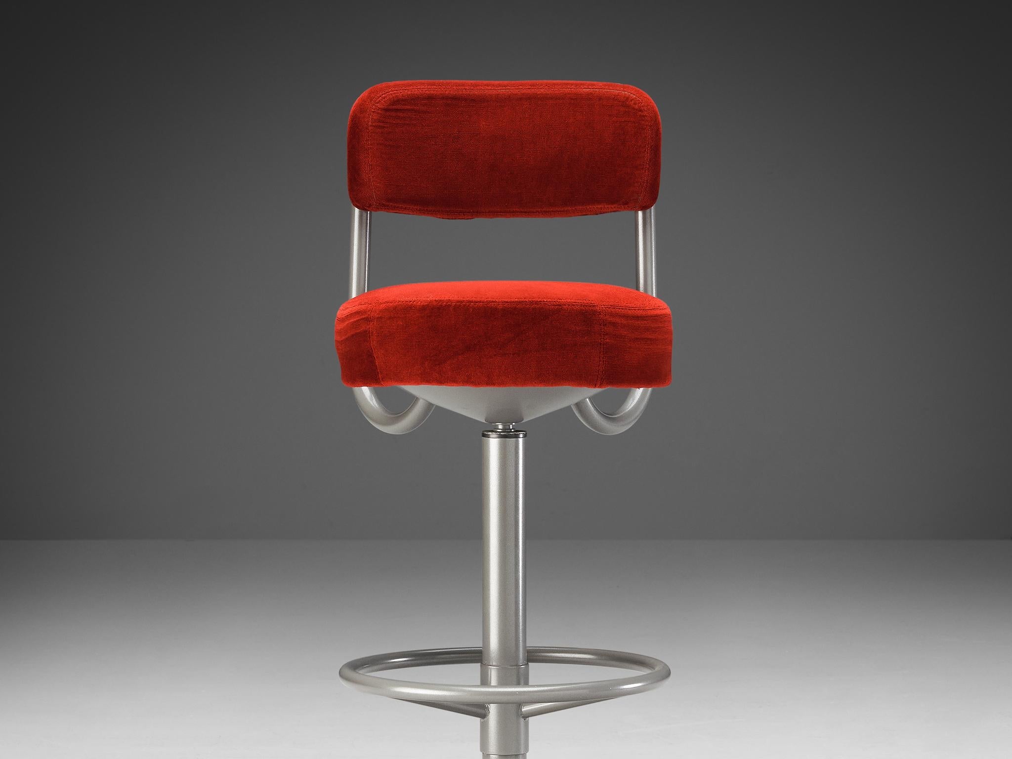 Red velvet bar stool sales