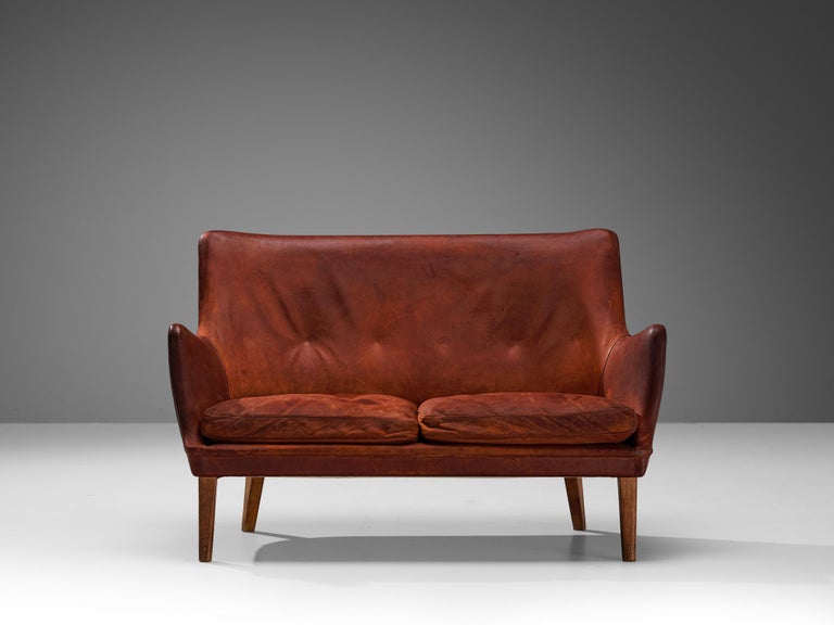Arne Vodder Sofa in Patinated Cognac Leather