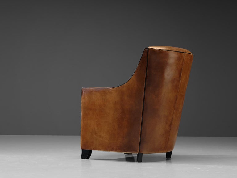 Lounge Chair in Patinated Brown Leather