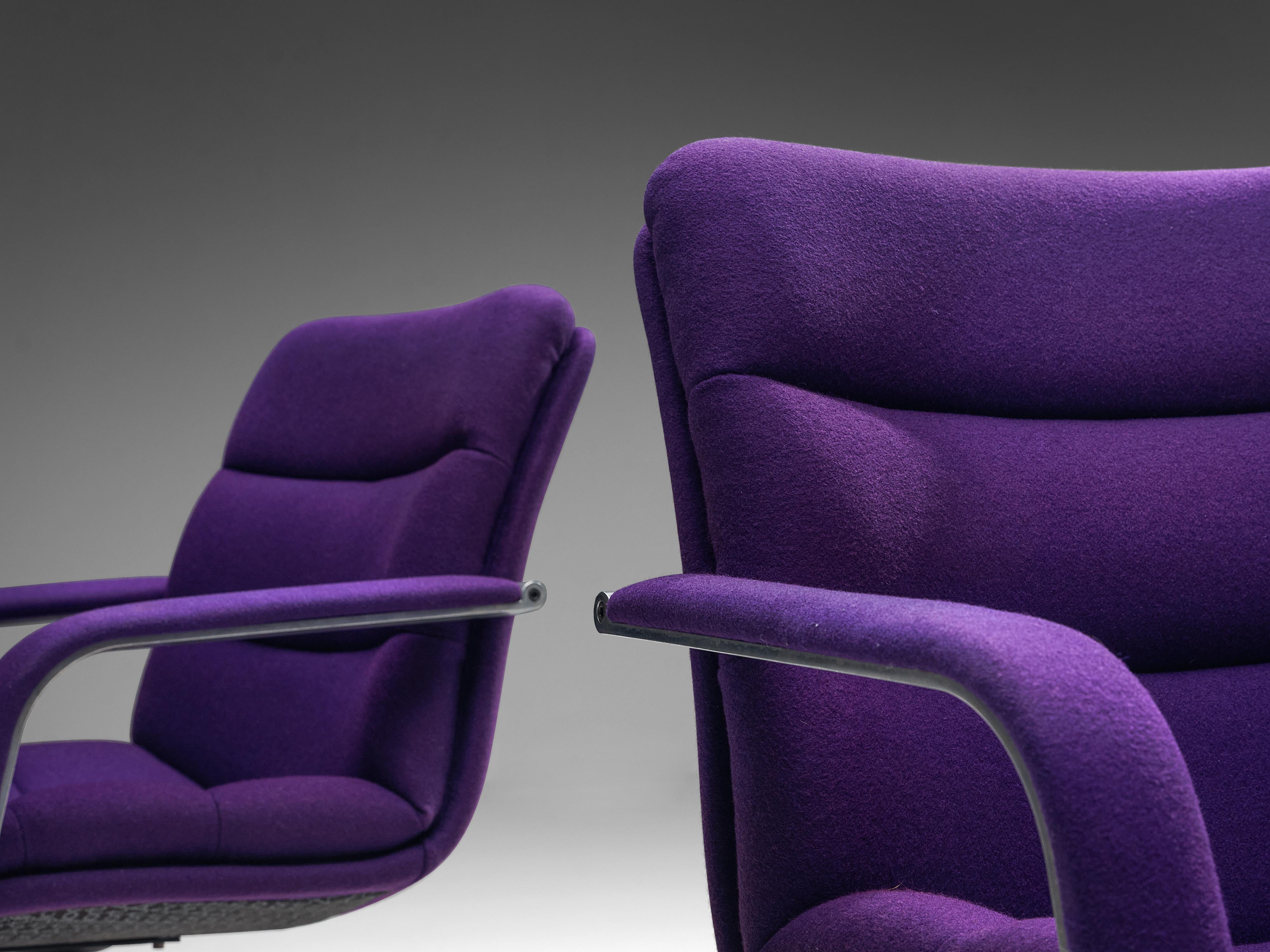 Geoffrey Harcourt for Artifort Swivel Office Chair in Deep Purple Upho