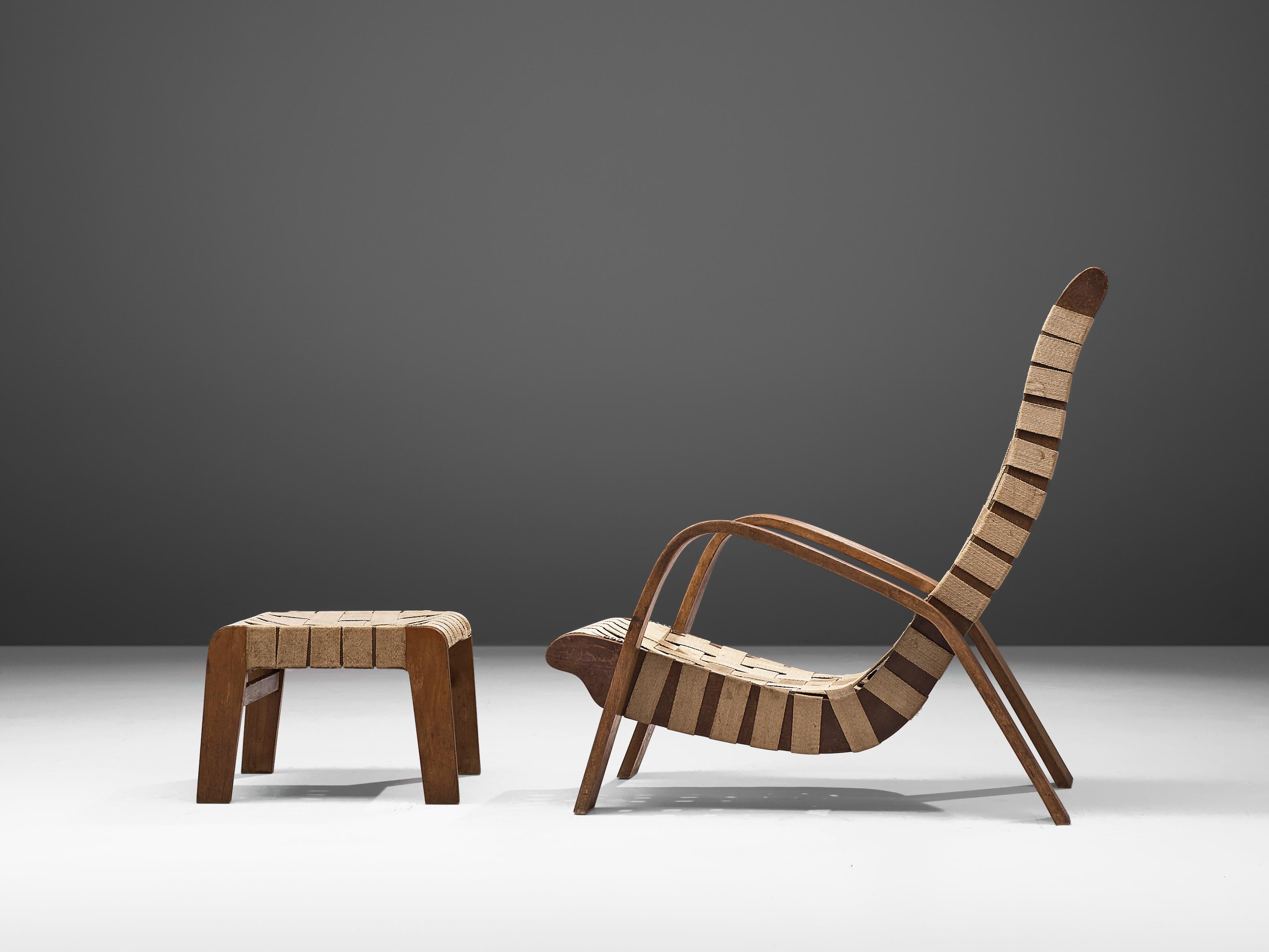 Sculptural Lounge Chair with Ottoman