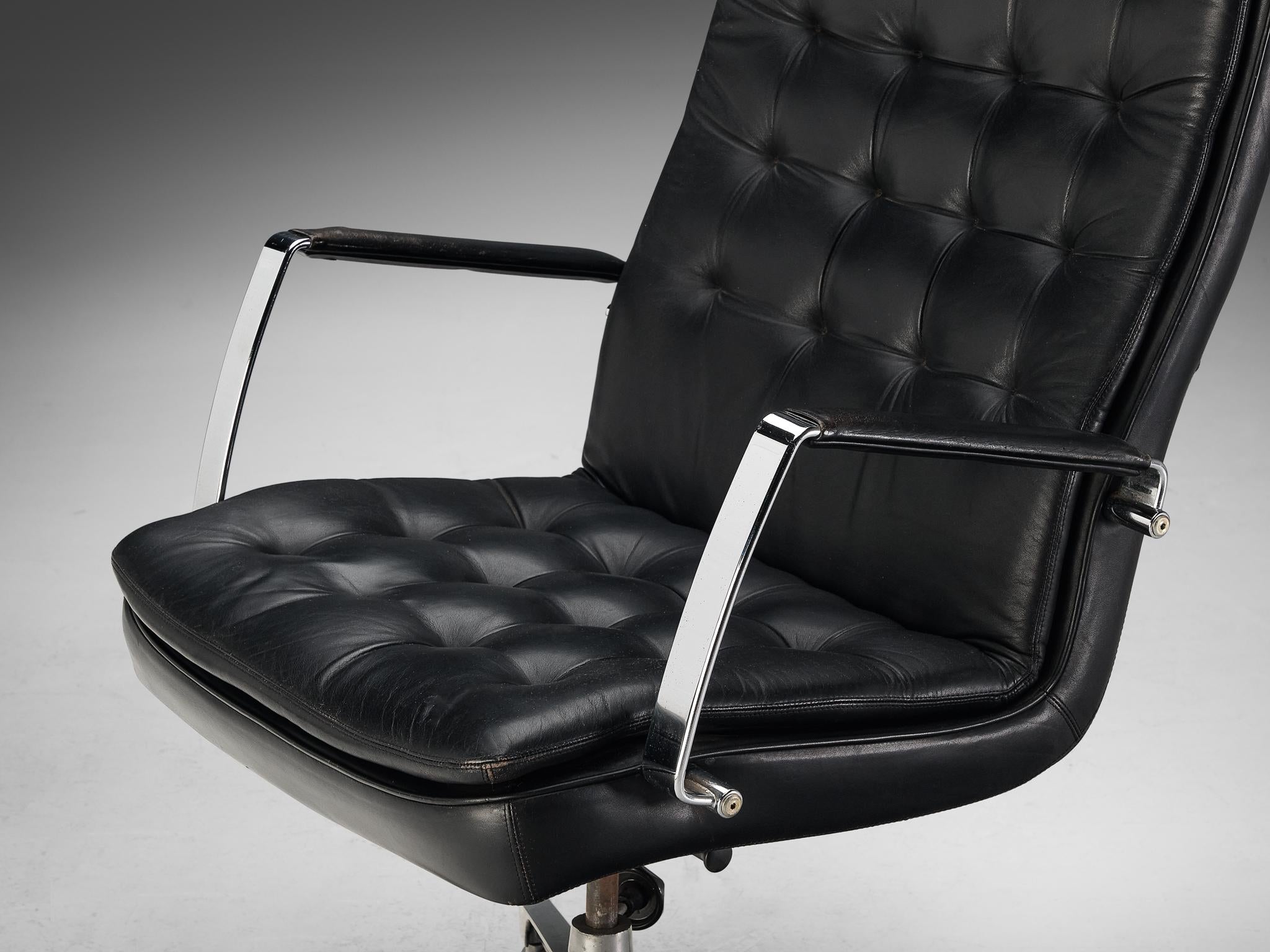 Leather and chrome online office chair