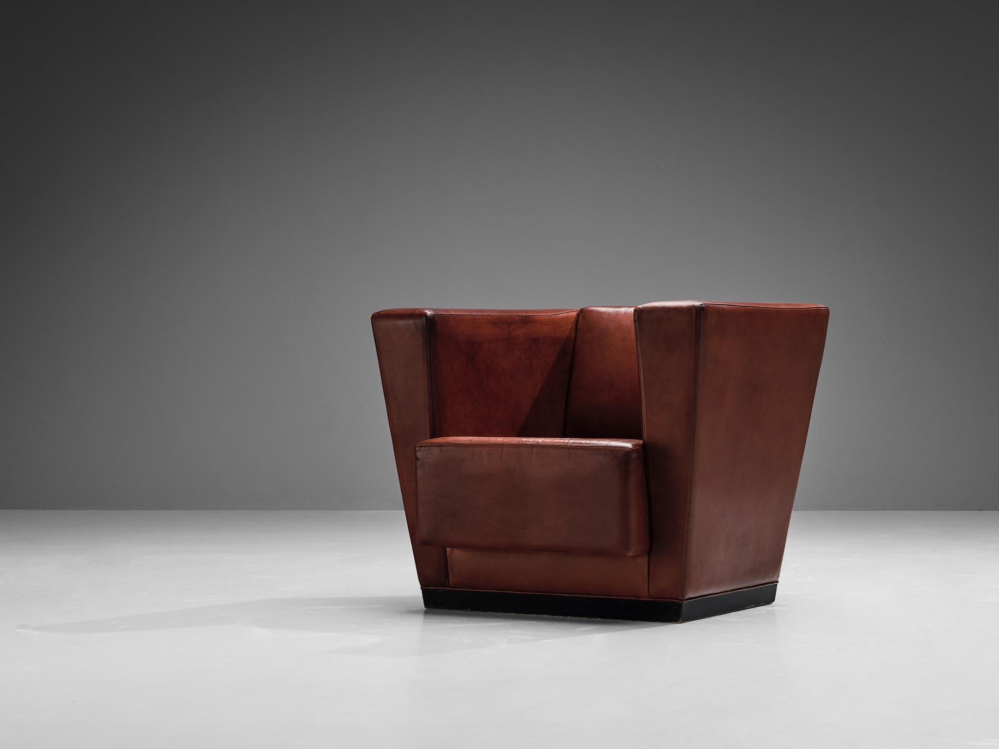 Rare Axel Einar Hjorth ‘Lido’ Lounge Chair in Patinated Leather