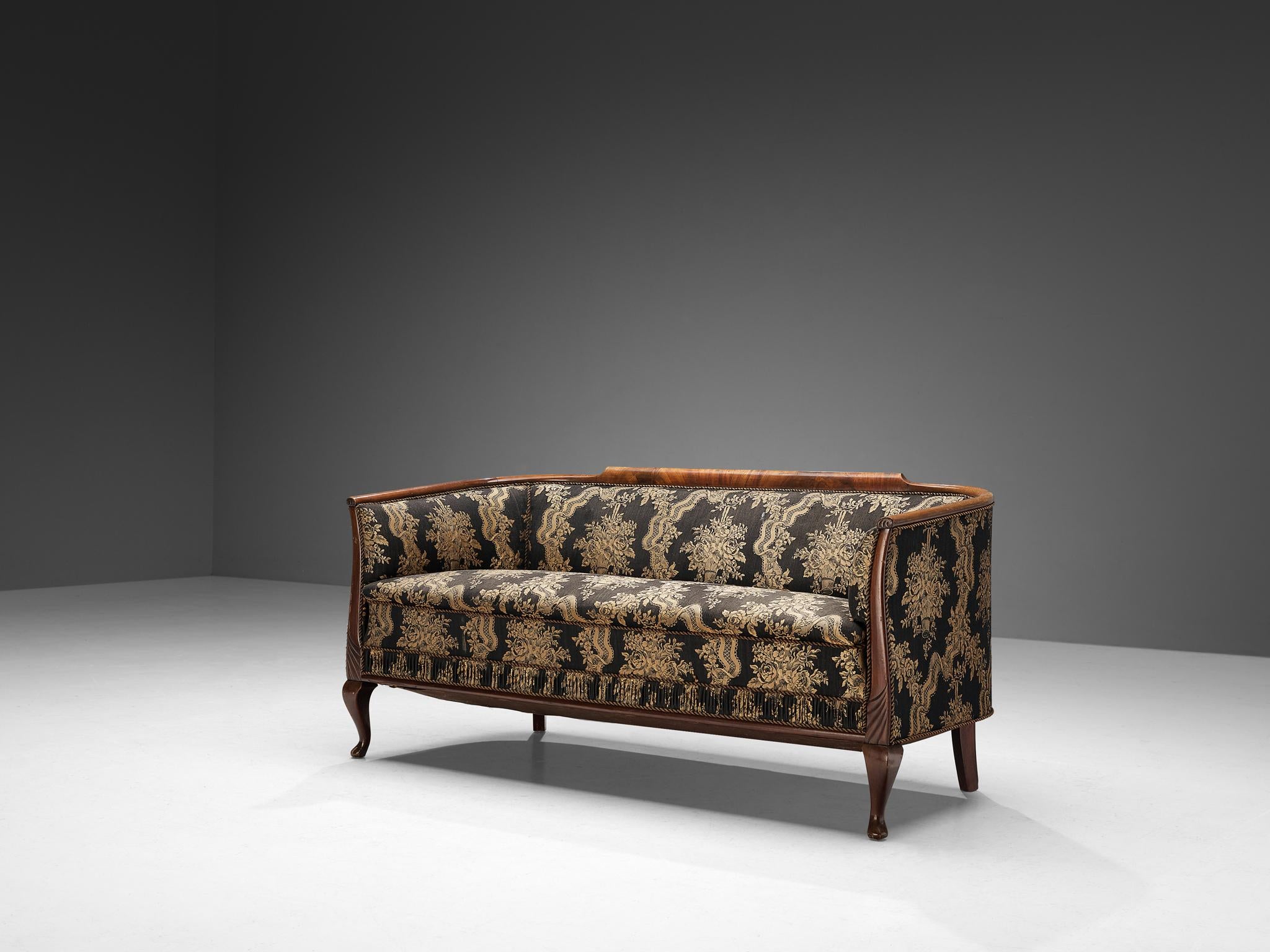 Danish Settee in Floral Upholstery