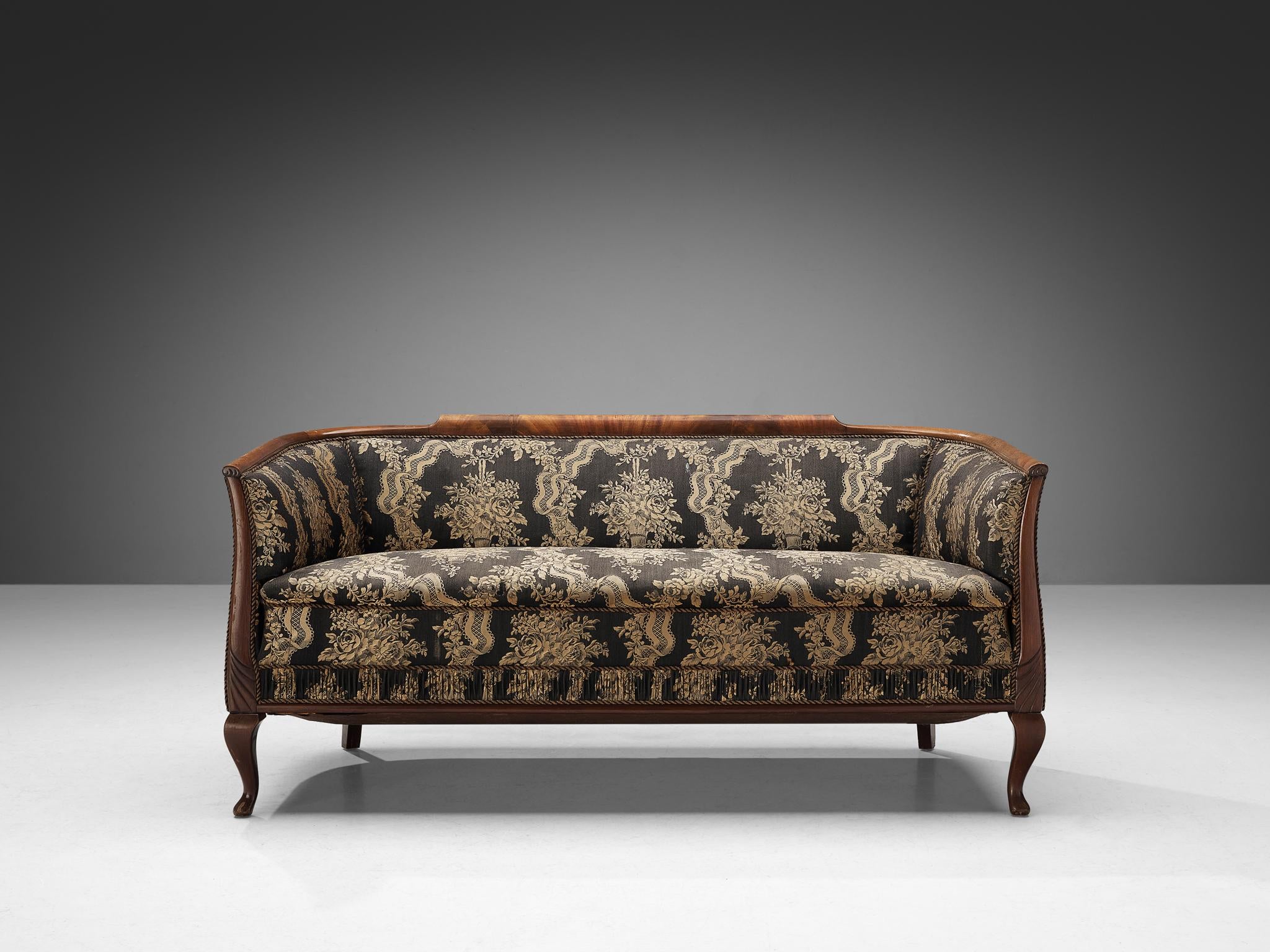 Danish Settee in Floral Upholstery