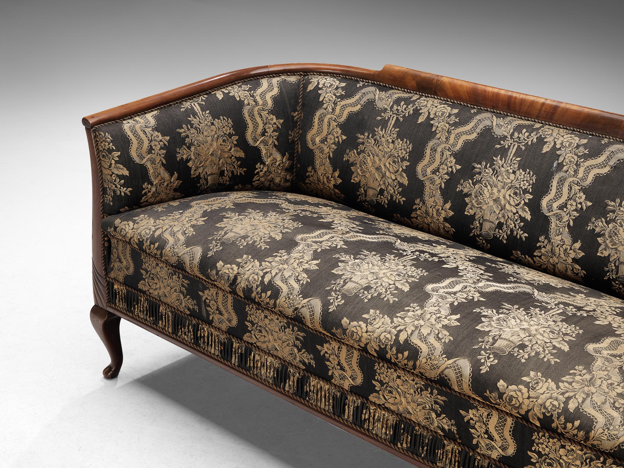 Danish Settee in Floral Upholstery