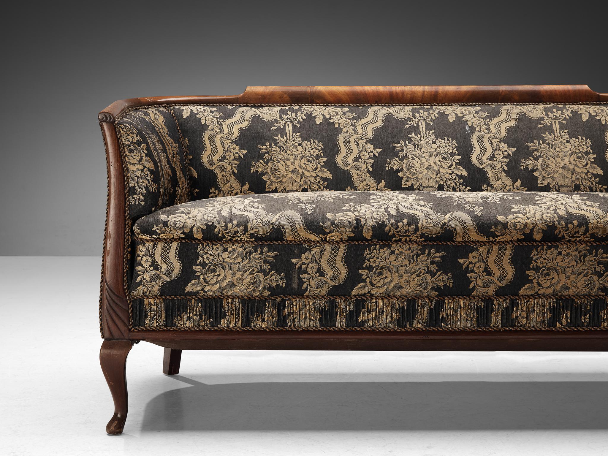 Danish Settee in Floral Upholstery