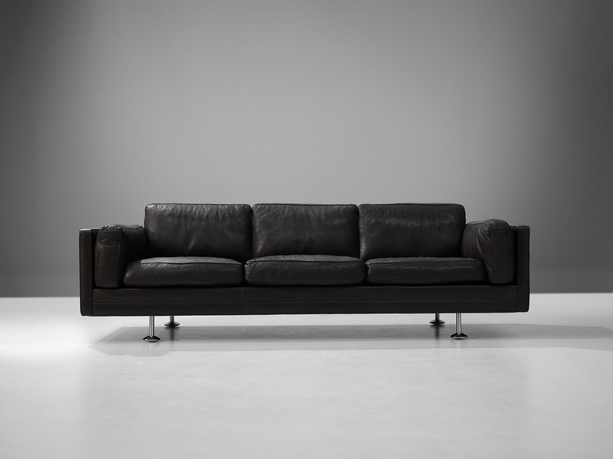 Illum Wikkelsø Cubic Sofa in Black Leather