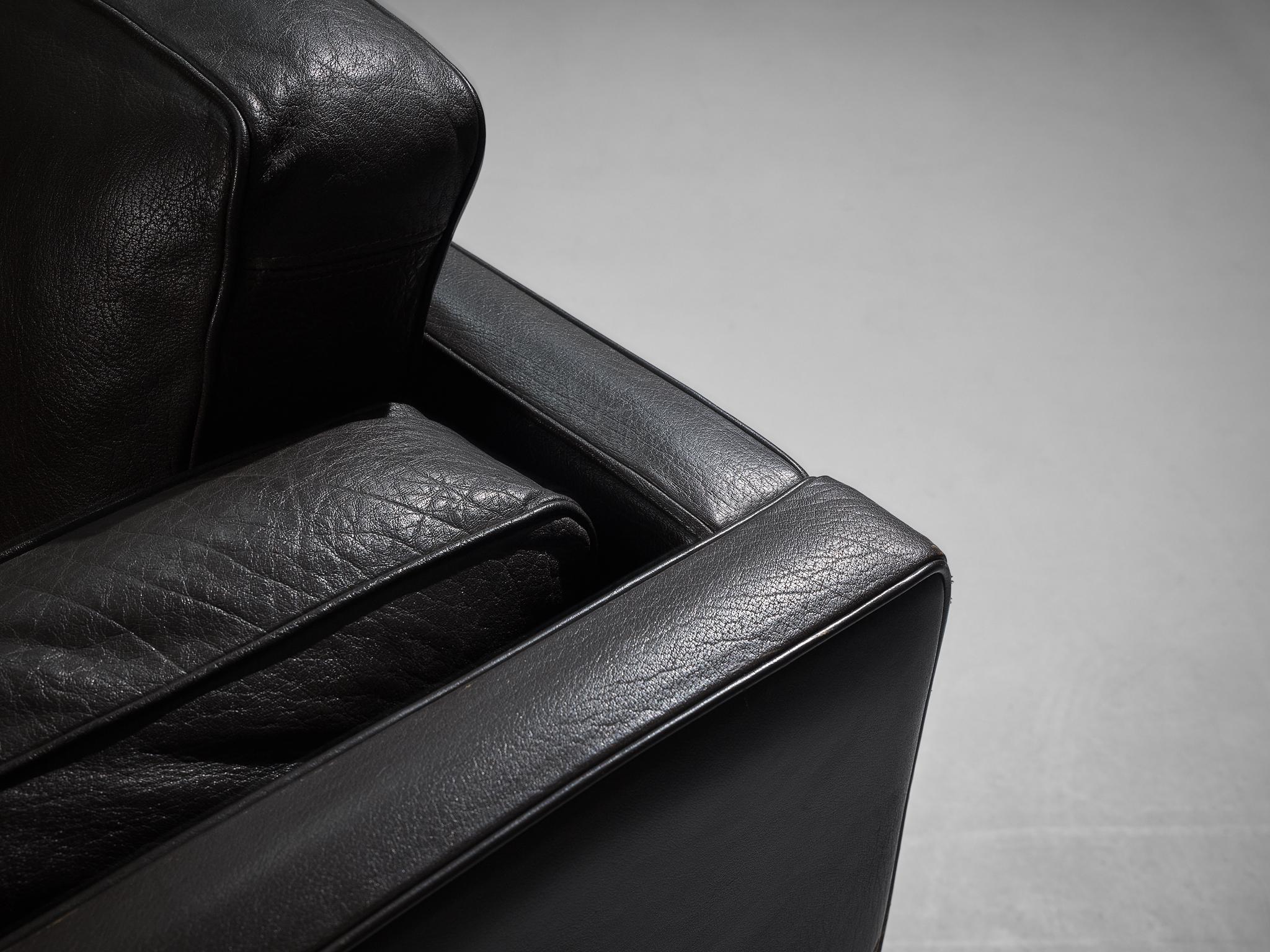 Illum Wikkelsø Cubic Sofa in Black Leather