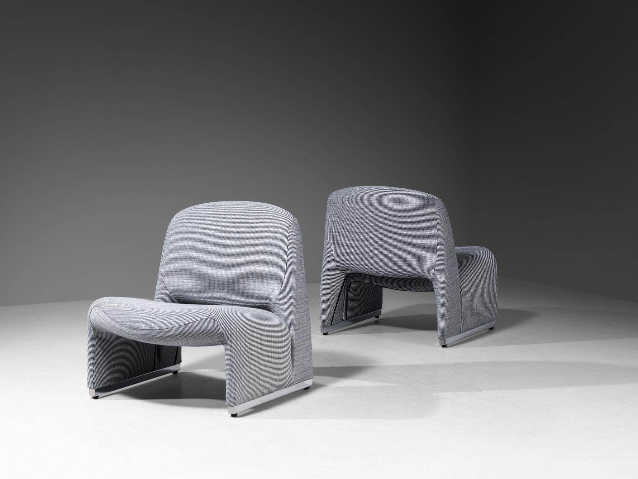 Reupholstered ‘Alky’ Lounge Chairs in the Style of Giancarlo Piretti