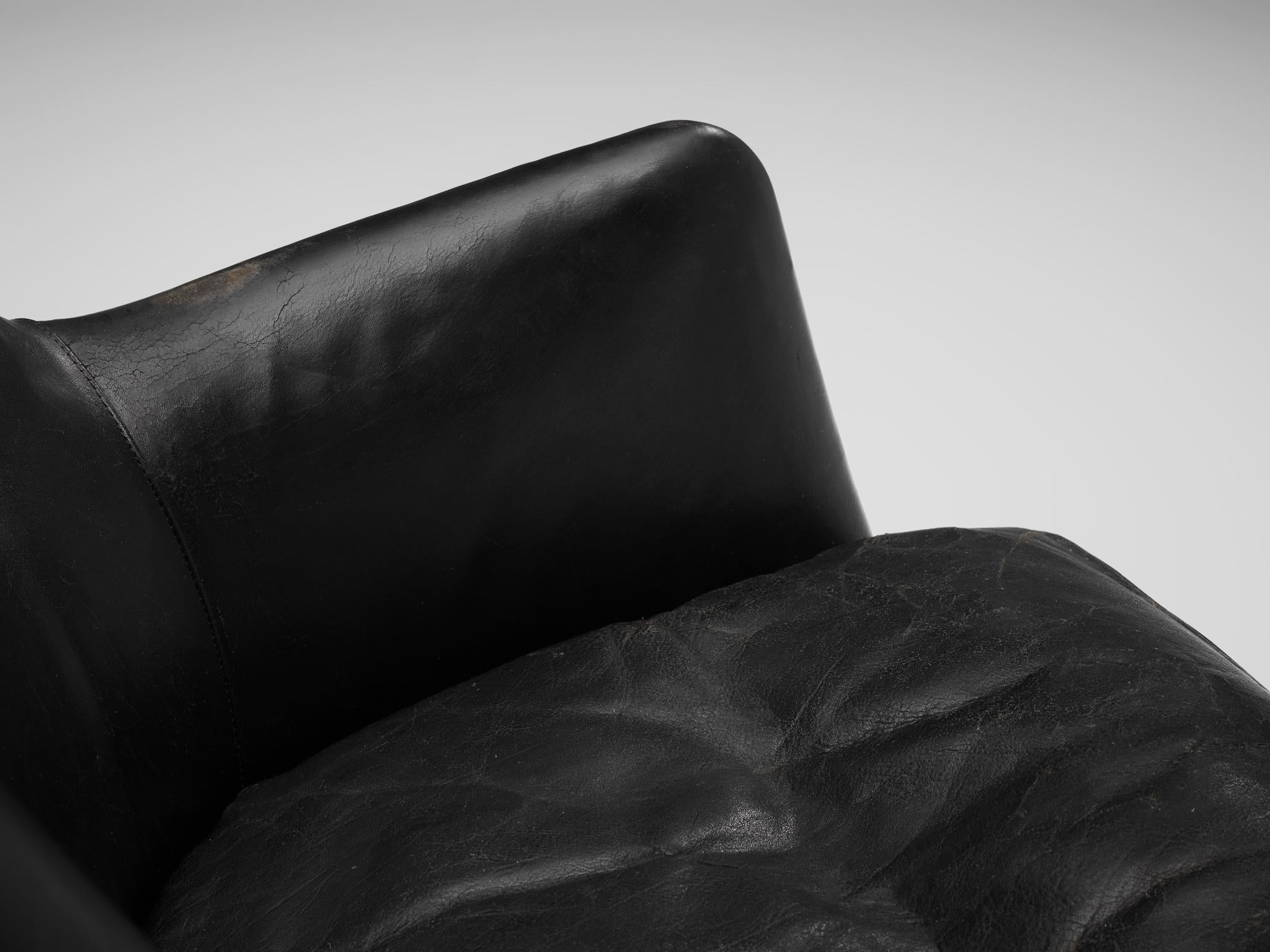 Arne Vodder Lounge Chair in Original Patinated Black Leather