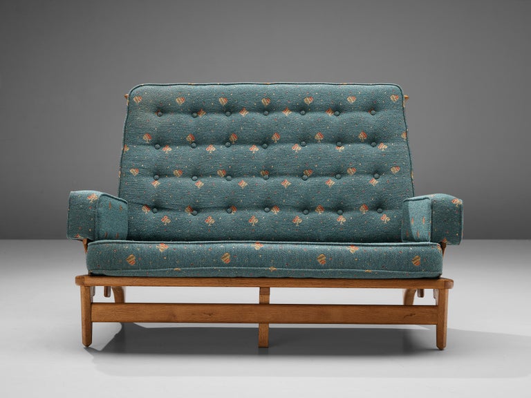 Guillerme & Chambron Sofa in Teal Upholstery