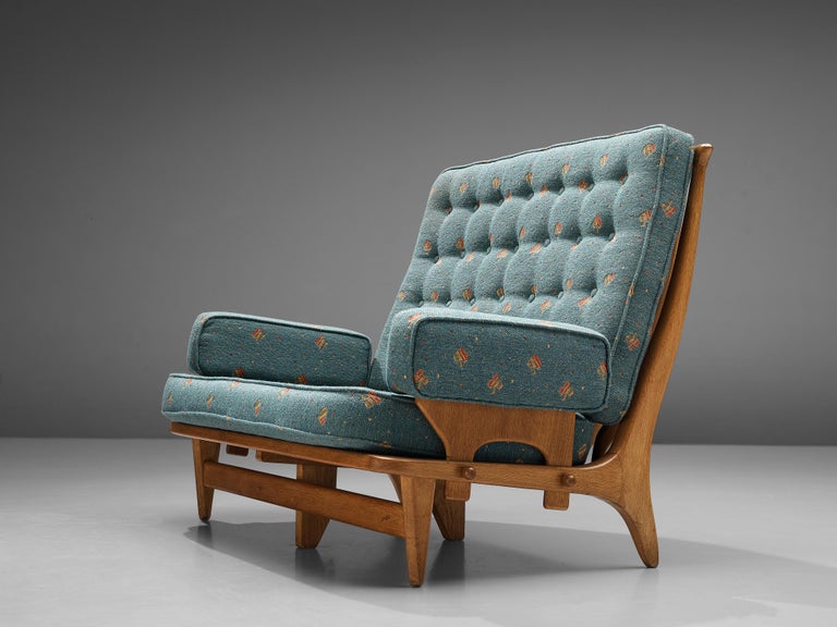 Guillerme & Chambron Sofa in Teal Upholstery