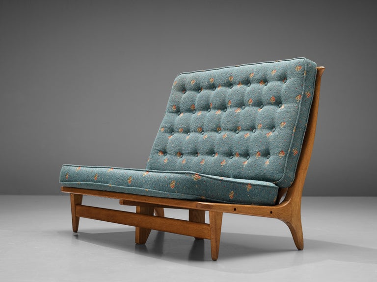 Guillerme & Chambron Sofa in Teal Upholstery