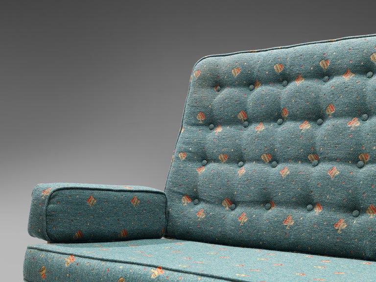 Guillerme & Chambron Sofa in Teal Upholstery