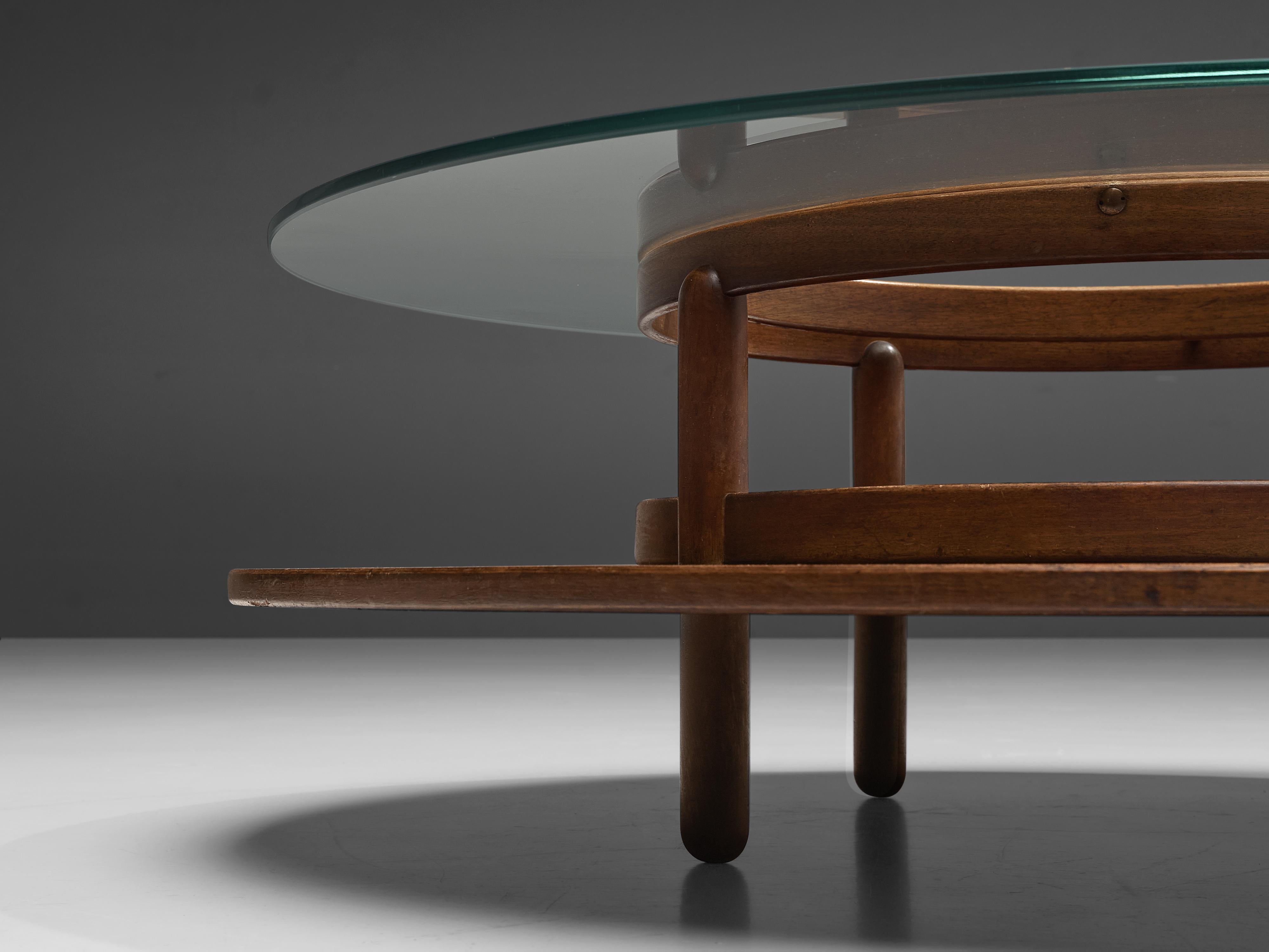 Glass top walnut coffee outlet table