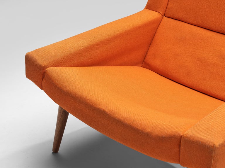 Illum Wikkelsø Pair of Lounge Chairs in Teak and Grey Orange Upholstery