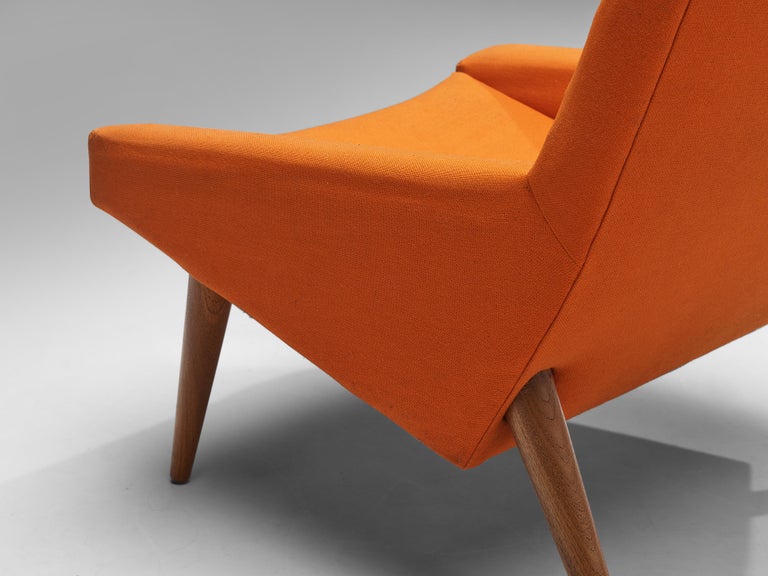 Illum Wikkelsø Pair of Lounge Chairs in Teak and Grey Orange Upholstery