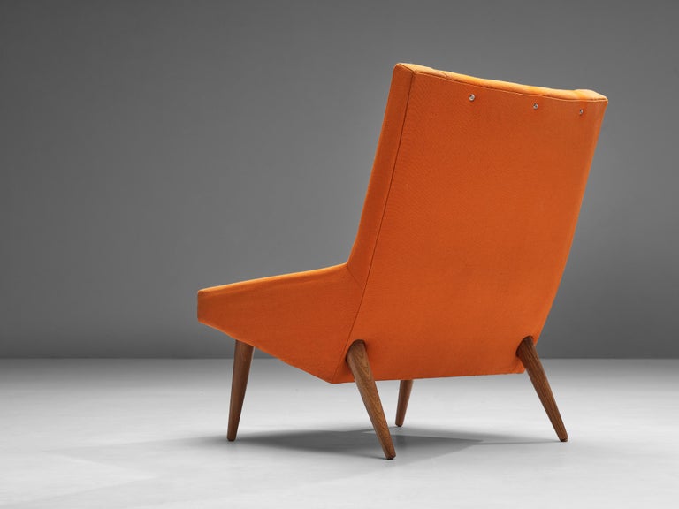 Illum Wikkelsø Pair of Lounge Chairs in Teak and Grey Orange Upholstery