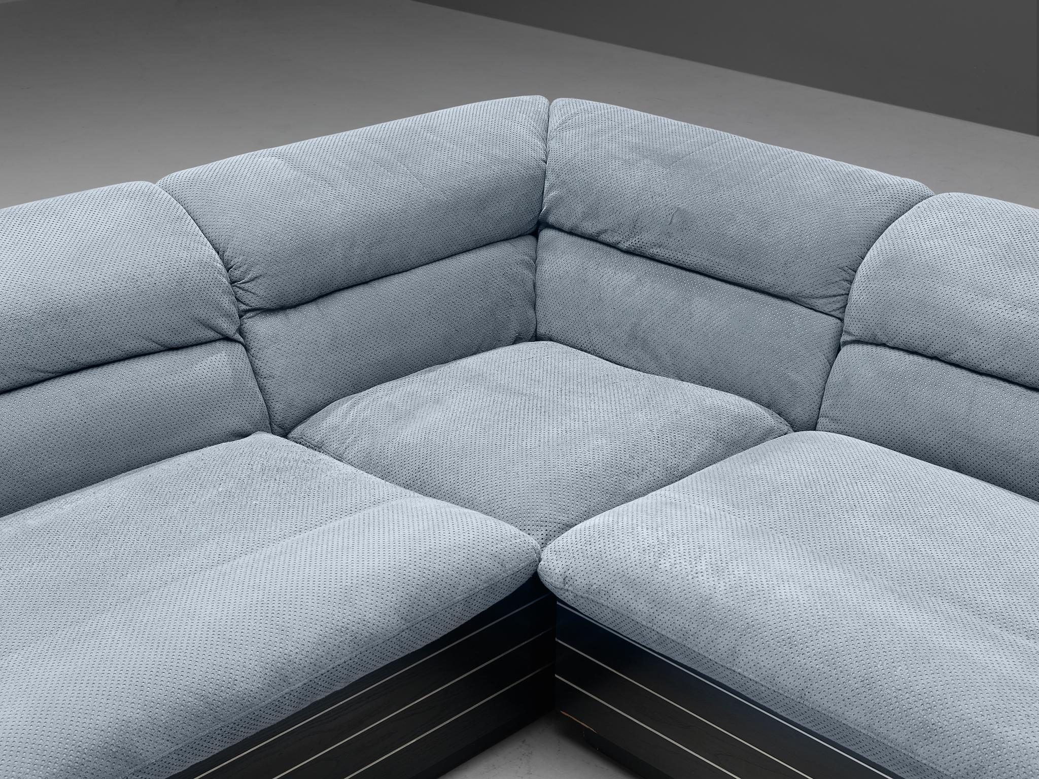 Giovanni Offredi for Saporiti Corner Sofa in Light Blue Upholstery