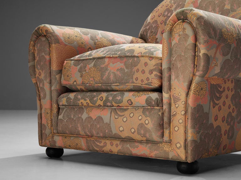 Unique Art Deco Armchair in Botanical Upholstery