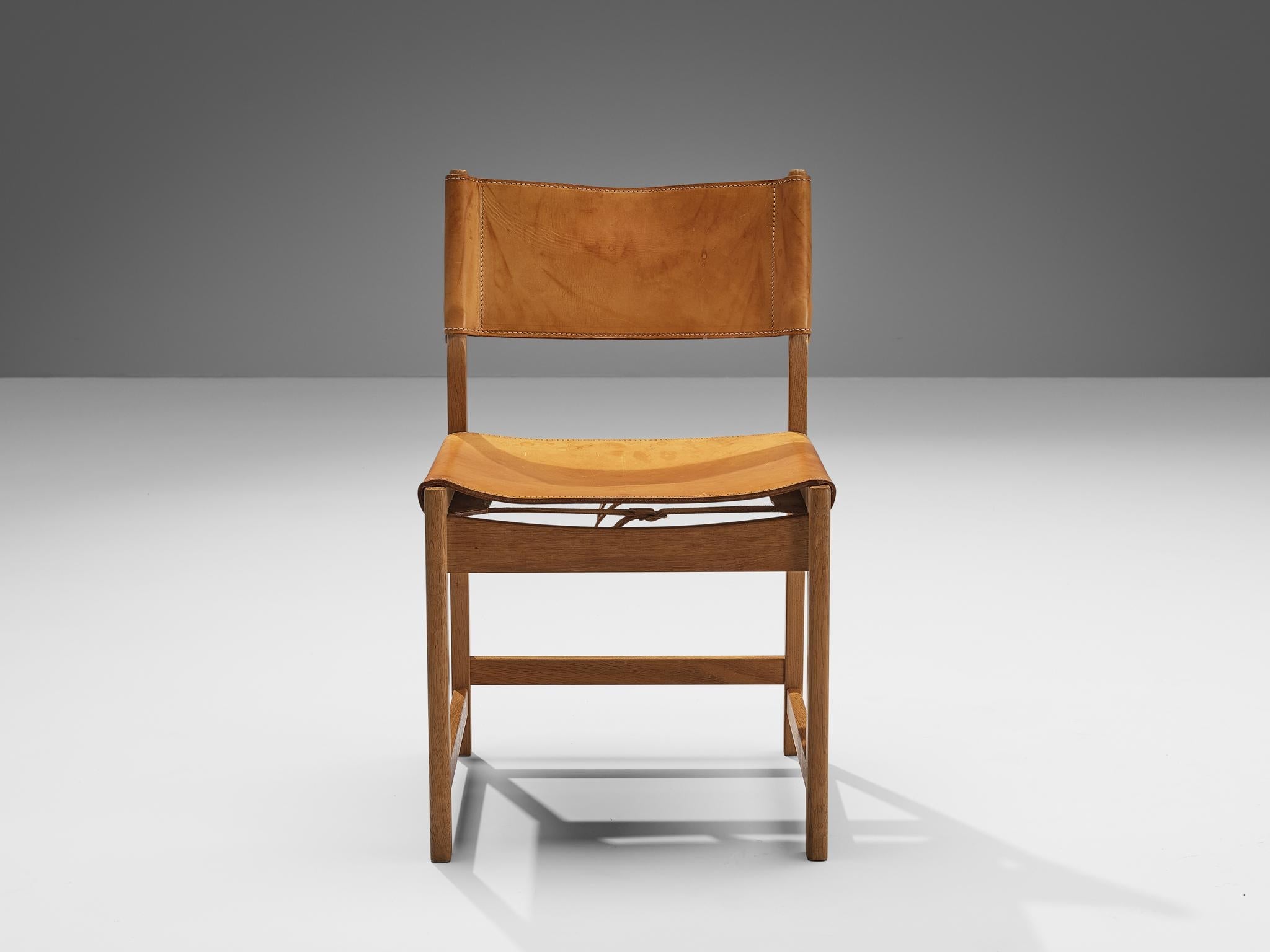 Kurt Østervig for Sibast Pair of Dining Chairs in Cognac Leather and Oak