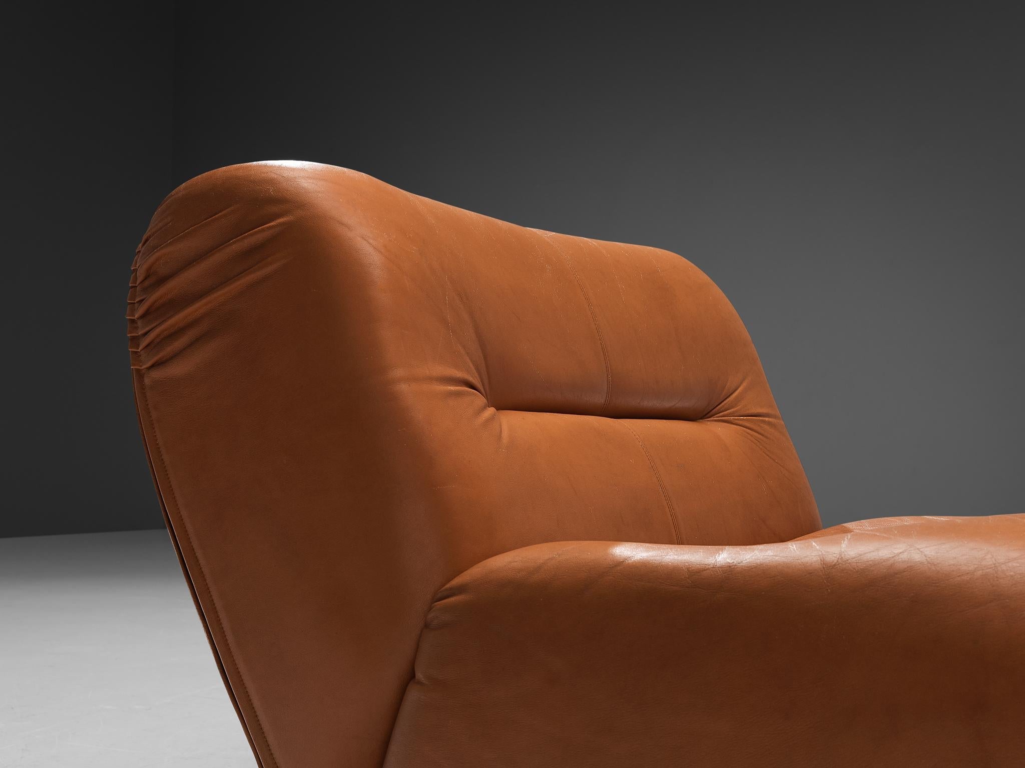 Cognac leather armchair hot sale