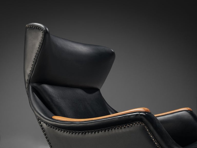 B.J. Hansen Lounge Chair in Teak and Black Upholstery