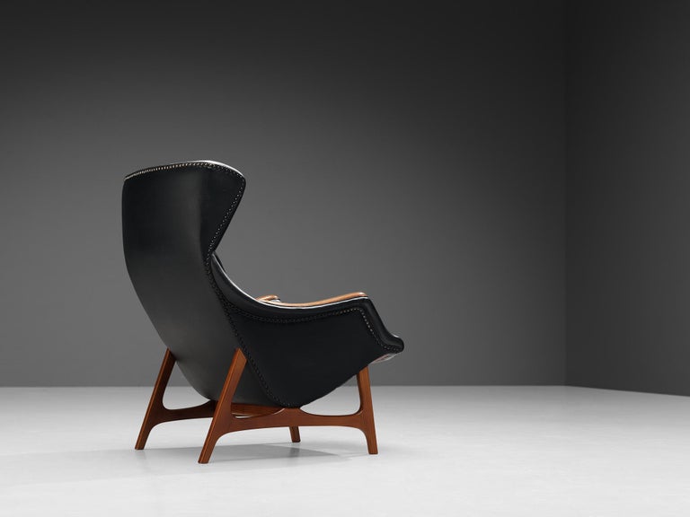 B.J. Hansen Lounge Chair in Teak and Black Upholstery