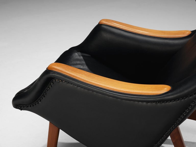 B.J. Hansen Lounge Chair in Teak and Black Upholstery