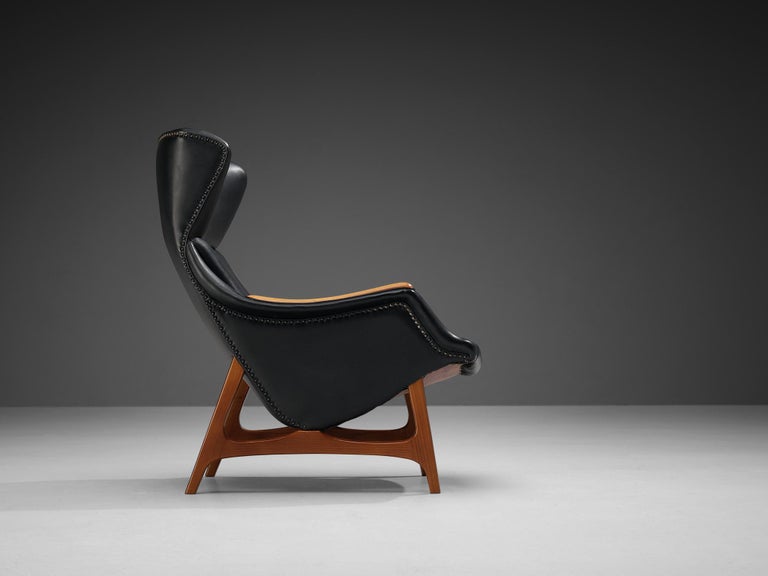 B.J. Hansen Lounge Chair in Teak and Black Upholstery